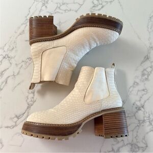 MIA Alejandro Snake Platform Chelsea Ankle Boot - Ivory - Size 10